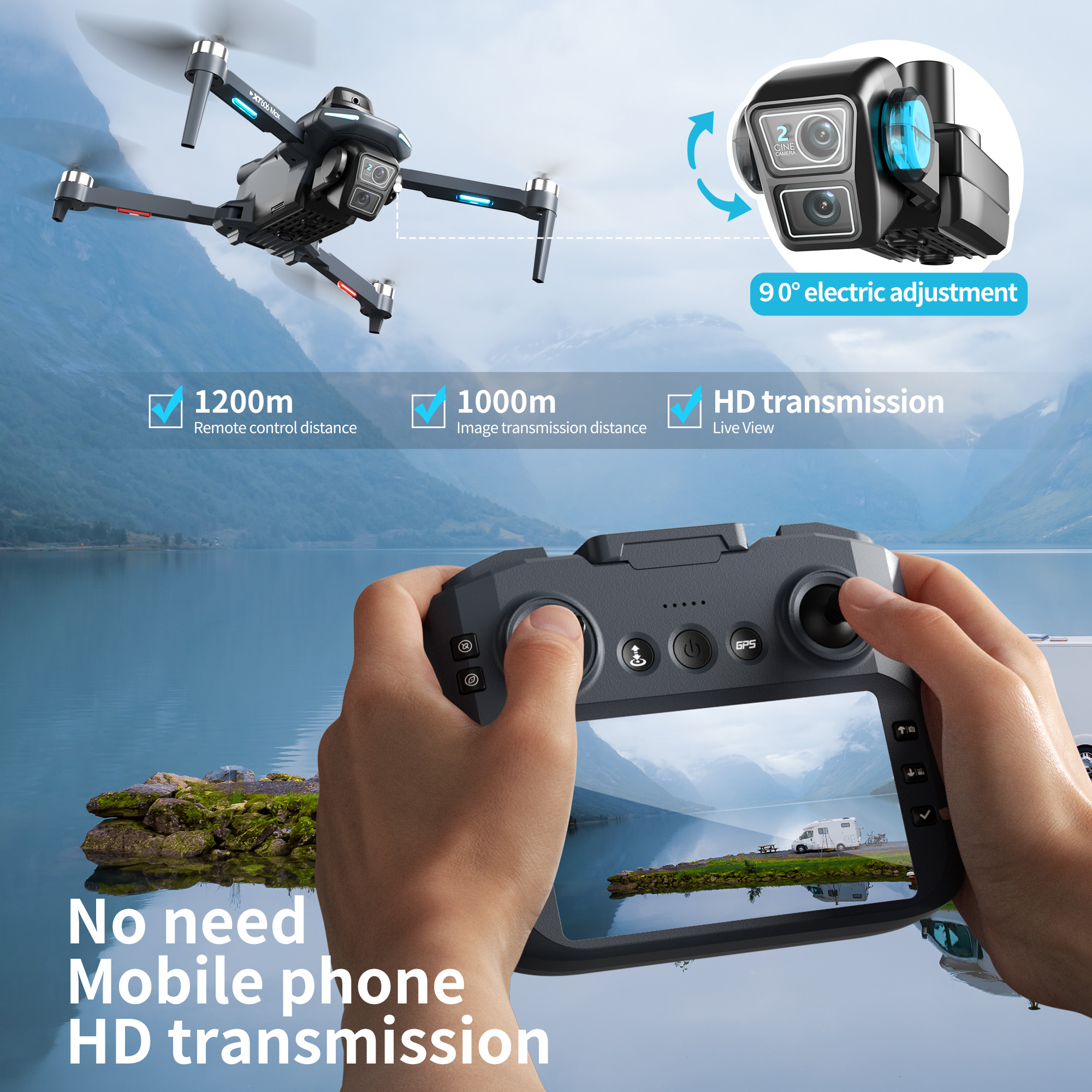 XT606 MAX GPS NEW Drone 8k Pro - Drone Gimbal Mount avis et prix